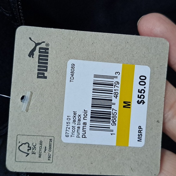 Puma Black/White Zip Up Jacket. Size Medium NWT - Picture 10 of 12